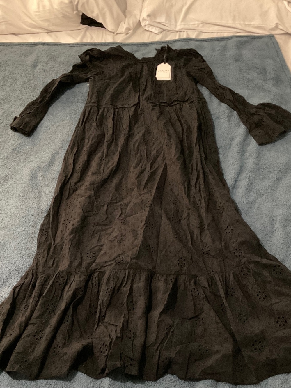 English Factory Black Eyelet Maxi Dress with Ruffle Hem